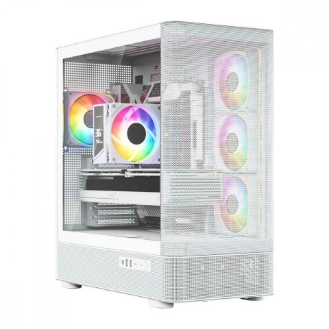MODECOM Obudowa VOLCANO AQ300 MID RGB GLASS 4 wentylatory biała