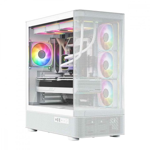 MODECOM Obudowa VOLCANO AQ300 MID RGB GLASS 4 wentylatory biała