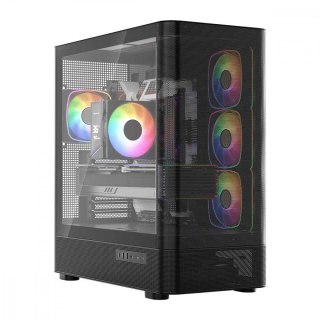 MODECOM Obudowa VOLCANO AQ300 MID RGB GLASS 4 wentylatory czarna