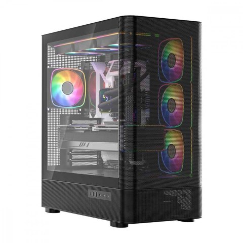 MODECOM Obudowa VOLCANO AQ300 MID RGB GLASS 4 wentylatory czarna