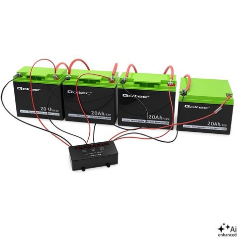 Qoltec Balanser napięcia 48V do akumulatorów 4x12V | 10A | AGM GEL LiFePO4 | LED