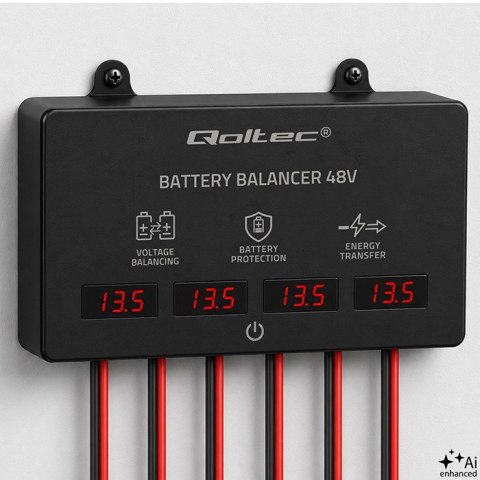 Qoltec Balanser napięcia 48V do akumulatorów 4x12V | 10A | AGM GEL LiFePO4 | LED