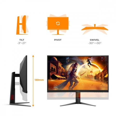 AOC Monitor 27 cali C27G4Z2 Curved VA 260Hz HDMIx2 DP HAS