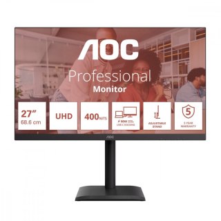 AOC Monitor 27 cali U27E4CV IPS 60Hz 4K HDMIx2 DP USB-C RJ45 Pivot Głośniki