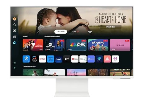 Samsung Monitor 32 cale SMART M80D VA 3840x2160 UHD 16:9 1xHDMI 1xUSB-C (65W) 2xUSB 2.0 4ms WiFi/BT HAS+PIV Webcam głośniki płaski biały