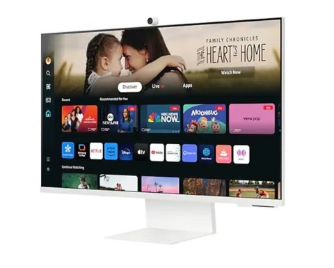 Samsung Monitor 32 cale SMART M80D VA 3840x2160 UHD 16:9 1xHDMI 1xUSB-C (65W) 2xUSB 2.0 4ms WiFi/BT HAS+PIV Webcam głośniki płaski biały