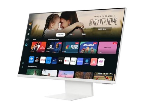 Samsung Monitor 32 cale SMART M80D VA 3840x2160 UHD 16:9 1xHDMI 1xUSB-C (65W) 2xUSB 2.0 4ms WiFi/BT HAS+PIV Webcam głośniki płaski biały