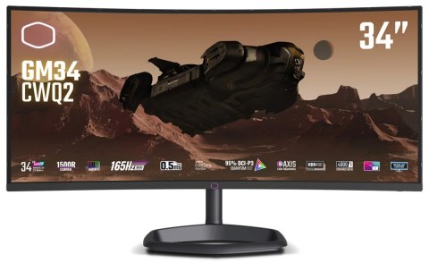 Cooler Master Monitor 34 cale GM34-CWQ2 UWQHD 180 Hz HDMI DP USB-C USB-B kontrola wysokości 0-80 mm Głośnik