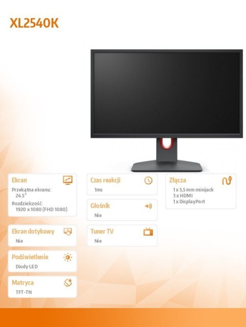 ZOWIE Monitor BENQ XL2540K LED 1ms/12MLN:1/HDMI/GAMING ZOWIE Monitor BENQ XL2540K LED 1ms/12MLN:1/HDMI/GAMING