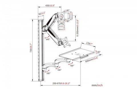 Digitus Ramię naścienne pojedyncze 1xLCD + klawiatura, max. 32" i 8kg uchylno-obrotowe 360° (PIVOT) Digitus Ramię naścienne pojedyncze 1xLCD + klawiatura, max. 32" i 8kg uchylno-obrotowe 360° (PIVOT)