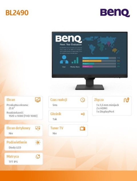 Benq Monitor 23.8 cala BL2490 LED 4ms/1000:1/IPS/HDMI Benq Monitor 23.8 cala BL2490 LED 4ms/1000:1/IPS/HDMI