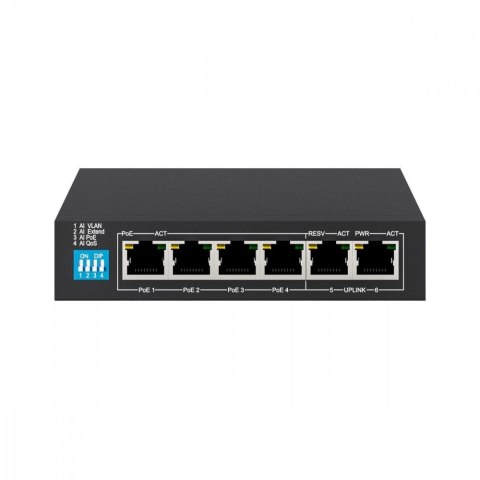 Extralink Przełącznik EUROS V2 6 portów POE SWITCH 4 porty 10-100MBPS POE + 2 porty UPLINK 802.3AF 60W