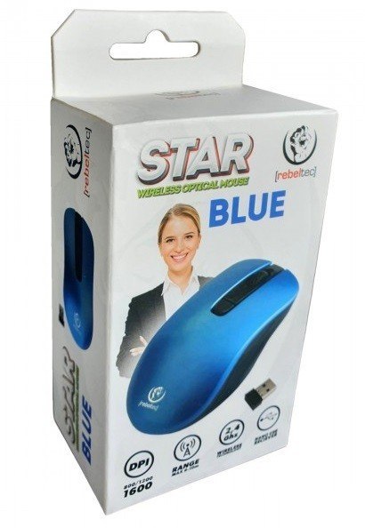 Rebeltec Mysz bezprzewodowa STAR 800/1000/1600 DPI niebieska