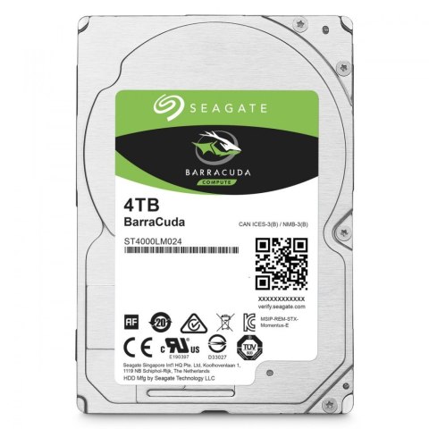 Seagate Dysk twardy BarraCuda 4TB 2.5 cala 128MB ST4000LM024 Seagate Dysk twardy BarraCuda 4TB 2.5 cala 128MB ST4000LM024