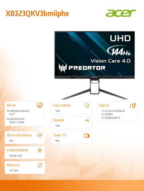 Acer Monitor 32 cale XB323QKV3bmiiphx