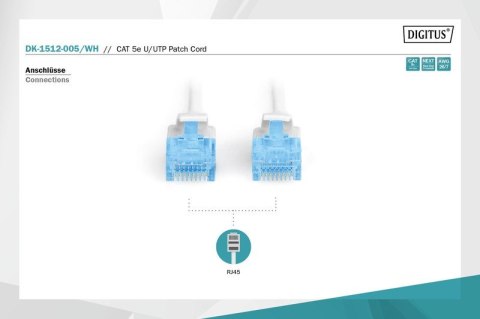 Digitus Patch cord U/UTP kat.5e PVC 0,5m Biały Digitus Patch cord U/UTP kat.5e PVC 0,5m Biały