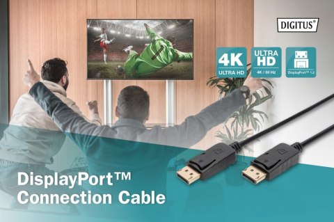 Digitus Kabel połączeniowy DisplayPort z zatrzaskami 4K 60Hz UHD Typ DP/DP M/M czarny 2m Digitus Kabel połączeniowy DisplayPort z zatrzaskami 4K 60Hz UHD Typ DP/DP M/M czarny 2m