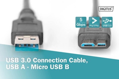 Digitus Kabel połączeniowy USB 3.1 Gen.1 SuperSpeed 5Gbps Typ USB A/microUSB B M/M czarny 0,25m Digitus Kabel połączeniowy USB 3.1 Gen.1 SuperSpeed 5Gbps Typ USB A/microUSB B M/M czarny 0,25m