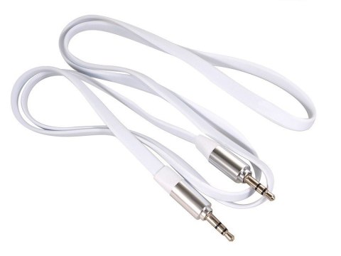 Maclean Przewód jack 3.5mm, płaski 1m, metalowy wtyk, MCTV-694 W Biały Maclean Przewód jack 3.5mm, płaski 1m, metalowy wtyk, MCTV-694 W Biały