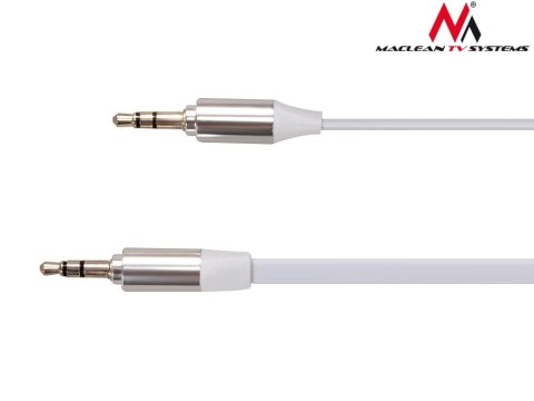 Maclean Przewód jack 3.5mm, płaski 1m, metalowy wtyk, MCTV-694 W Biały Maclean Przewód jack 3.5mm, płaski 1m, metalowy wtyk, MCTV-694 W Biały
