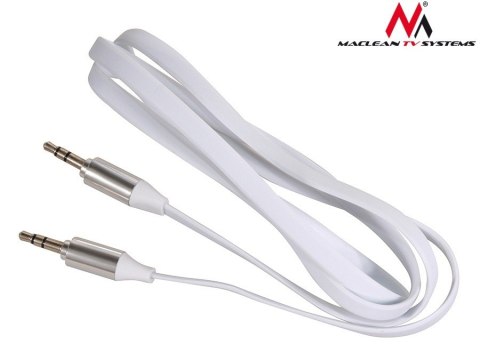 Maclean Przewód jack 3.5mm, płaski 1m, metalowy wtyk, MCTV-694 W Biały Maclean Przewód jack 3.5mm, płaski 1m, metalowy wtyk, MCTV-694 W Biały