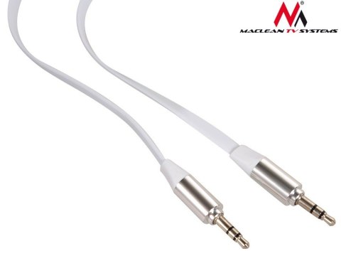 Maclean Przewód jack 3.5mm, płaski 1m, metalowy wtyk, MCTV-694 W Biały Maclean Przewód jack 3.5mm, płaski 1m, metalowy wtyk, MCTV-694 W Biały