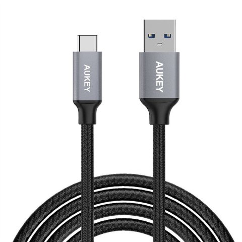 AUKEY CB-CD3 kabel USB-C - USB-A 2m 60W PD 3A 20V nylonowy oplot czarny