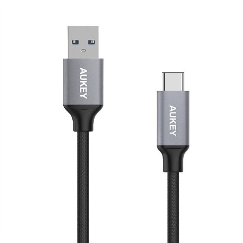 AUKEY CB-CD3 kabel USB-C - USB-A 2m 60W PD 3A 20V nylonowy oplot czarny