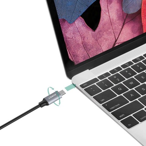 AUKEY CB-CD3 kabel USB-C - USB-A 2m 60W PD 3A 20V nylonowy oplot czarny