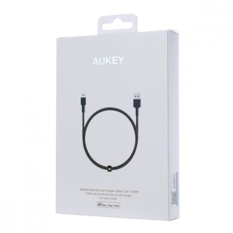 AUKEY CB-BAL3 wzmocniony nylonowy kabel Quick Charge Lightning-USB | 1.2m | certyfikat MFi Apple AUKEY CB-BAL3 wzmocniony nylonowy kabel Quick Charge Lightning-USB | 1.2m | certyfikat MFi Apple