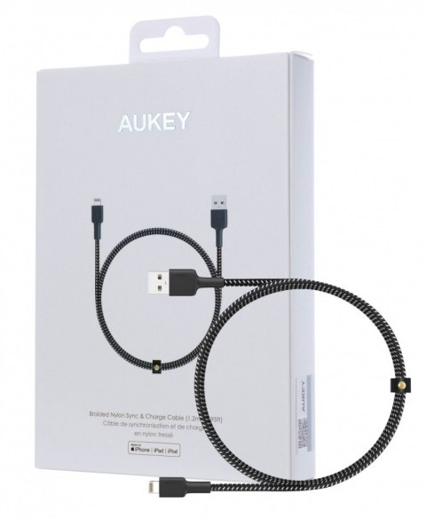 AUKEY CB-BAL3 wzmocniony nylonowy kabel Quick Charge Lightning-USB | 1.2m | certyfikat MFi Apple AUKEY CB-BAL3 wzmocniony nylonowy kabel Quick Charge Lightning-USB | 1.2m | certyfikat MFi Apple