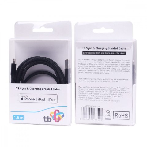 TB Kabel Lightning-USB 1.5m czarny MFi TB Kabel Lightning-USB 1.5m czarny MFi