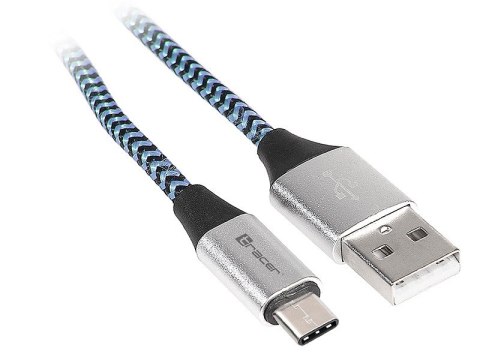 Tracer Kabel USB 2.0 Type-C A męski - C męski 1,0m czarno-niebieski Tracer Kabel USB 2.0 Type-C A męski - C męski 1,0m czarno-niebieski