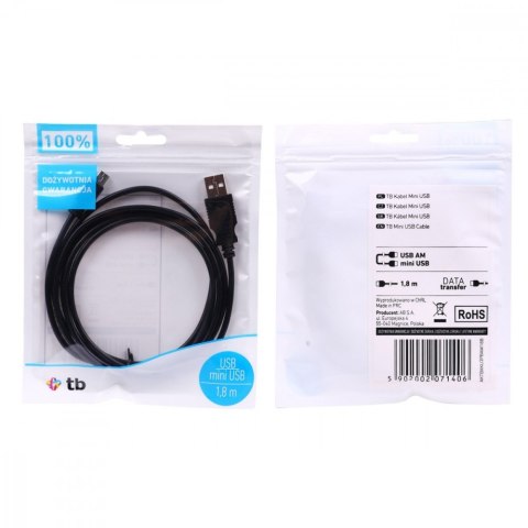 TB Kabel USB - Mini USB 1.8m. czarny TB Kabel USB - Mini USB 1.8m. czarny