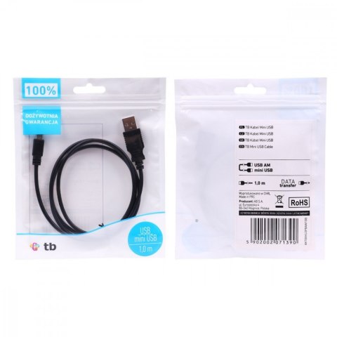 TB Kabel USB - Mini USB 1m. czarny TB Kabel USB - Mini USB 1m. czarny