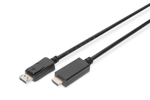 Digitus Kabel adapter DisplayPort 1.2 z zatrzaskiem 4K 60Hz UHD Typ DP/HDMI A M/M czarny 2m Digitus Kabel adapter DisplayPort 1.2 z zatrzaskiem 4K 60Hz UHD Typ DP/HDMI A M/M czarny 2m