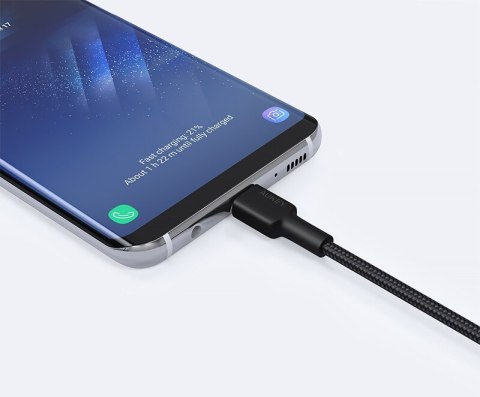AUKEY CB-CA1 OEM kabel USB-C - USB-A 1m 60W PD 3A 20V FCP AFC nylonowy oplot czarny