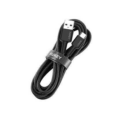 AUKEY CB-CA1 OEM kabel USB-C - USB-A 1m 60W PD 3A 20V FCP AFC nylonowy oplot czarny