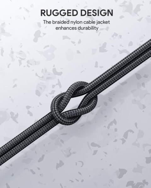 AUKEY CB-CC2 OEM kabel USB-C - USB-C 2m 60W PD 3A 20V nylonowy oplot czarny