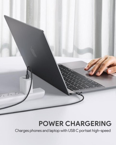 AUKEY CB-CC3 OEM kabel USB-C - USB-C 3m 60W PD 20V nylonowy oplot czarny