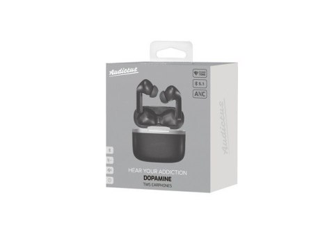 Audictus Słuchawki dokanałowe Dopamine TWS ANC bezprzewodowe z mikrofonem z uchwytem Czarne
