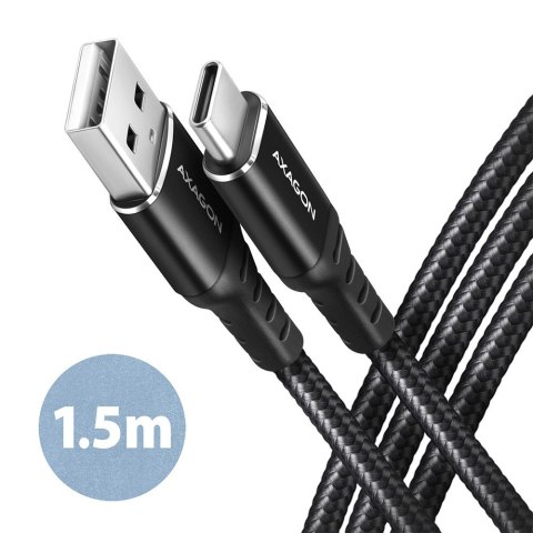 AXAGON BUCM-AM15AB Kabel USB-C - USB-A, 1.5m, USB 2.0, 3A, ALU, oplot, Czarny AXAGON BUCM-AM15AB Kabel USB-C - USB-A, 1.5m, USB 2.0, 3A, ALU, oplot, Czarny
