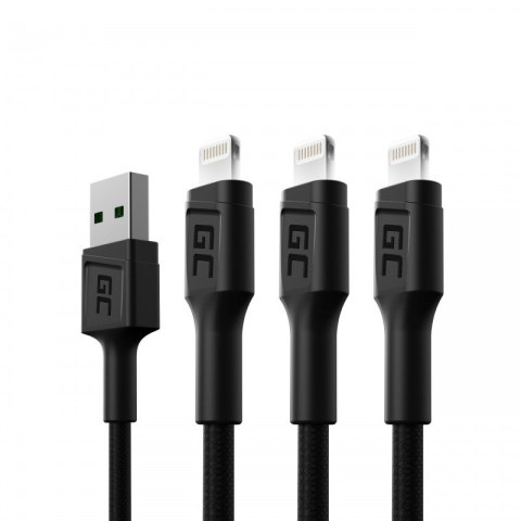 Green Cell Kabel zestaw 3x GC Ray USB - Lightning 200 cm, LED