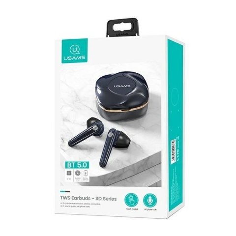 USAMS Słuchawki Bluetooth TWS 5.0 SD Series niebieskie BHUSD02 USAMS Słuchawki Bluetooth TWS 5.0 SD Series niebieskie BHUSD02