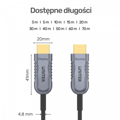 Unitek Kabel Optyczny HDMI 2.1 AOC 5m 4K60Hz C11027DGY