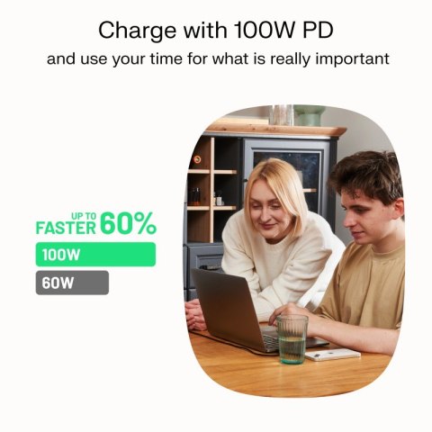 Green Cell Kabel USB-C-USB-C PowerFlex 100W silikonowy 0.3m zielony