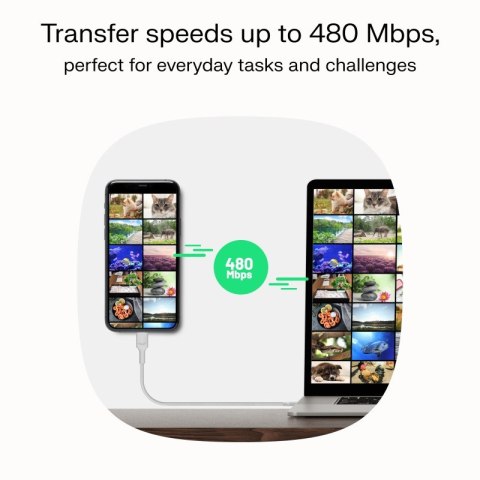 Green Cell Kabel USB-C-USB-C PowerStream 100W oplot 2m biały