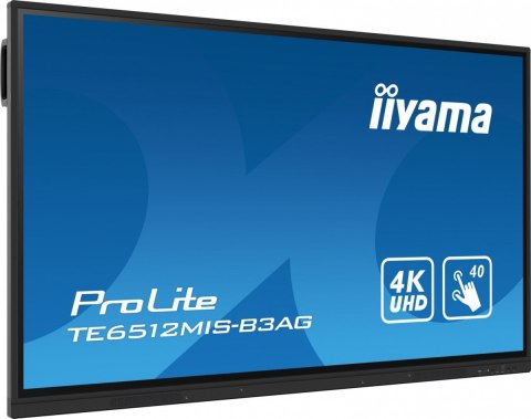 IIYAMA Monitor 65 cali ProLite TE6512MIS-B3AG 40pkt,IPS,4K,24/7, 7H,WiFi,VGA,HDMI,USB-c,Bluetooth,metal,8ms,Vesa,2x16W