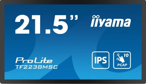 IIYAMA Monitor wielkoformatowy 23.8 cala TF2438MSC-B1 IPS,FHD,DP,HDMI,2x2W,2xUSB,600(cd/m2), 10pkt.7H,IP1X(Front),Pion/Poziom