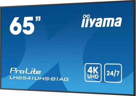 IIYAMA Monitor 65 cali LH6541UHS-B1AG VA,4K,24/7,LAN,USB,HDMI,500cd/m2, Haze(25%),2x10W,Pion/Poziom